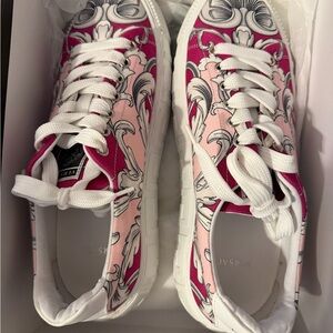 Versace Women's Floral Pink and White Sneakers